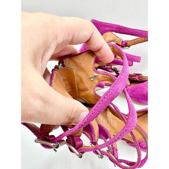 Colin Stuart Sandals Womens Size 9 Purple Leather Open Toe Strappy Heels - Picture 7 of 9